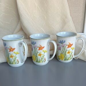 VTG 1974 Seymour Mann Day Lily Fine China Mugs - Set of 3